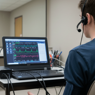 boy taking polygraph cropped